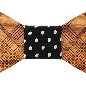 Handmade Grid Wood Bowtie Adjustable Tuxedo Wedding Party Wooden Stripe